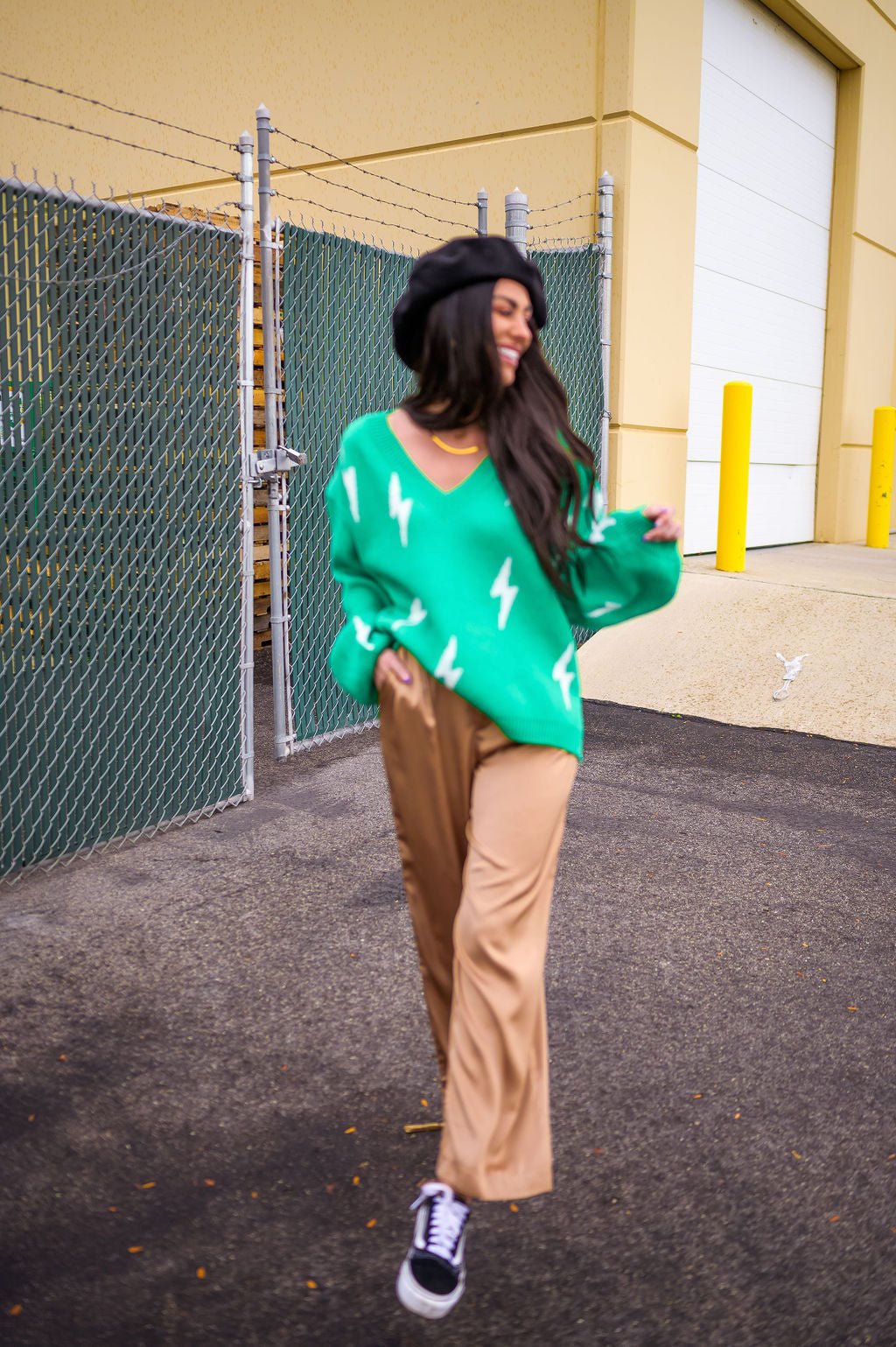 LALA ORIGINAL: Ultra Lala Oversized Lightning Bolt Knit in Jade - Dressed in Lala