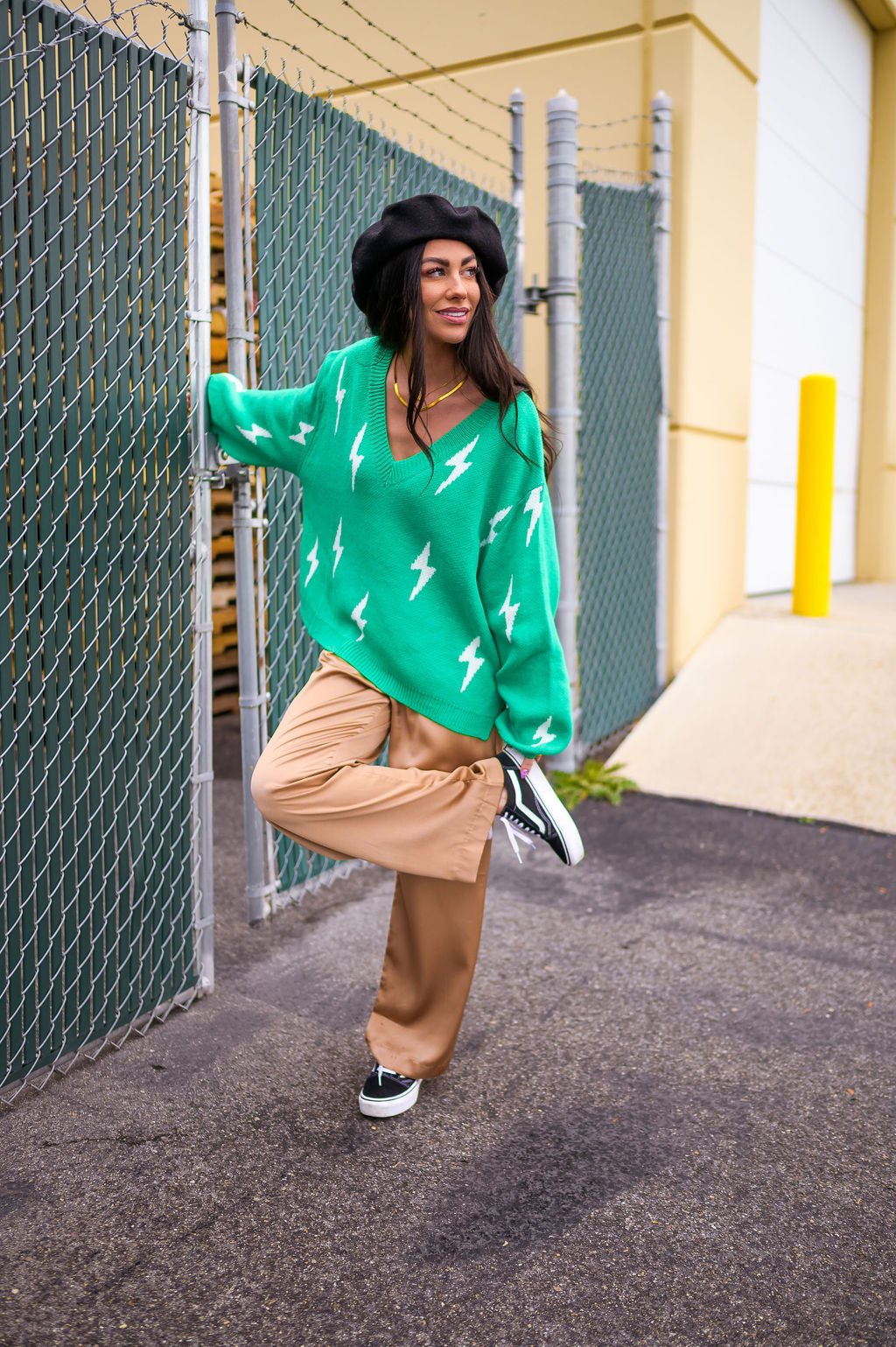 LALA ORIGINAL: Ultra Lala Oversized Lightning Bolt Knit in Jade - Dressed in Lala