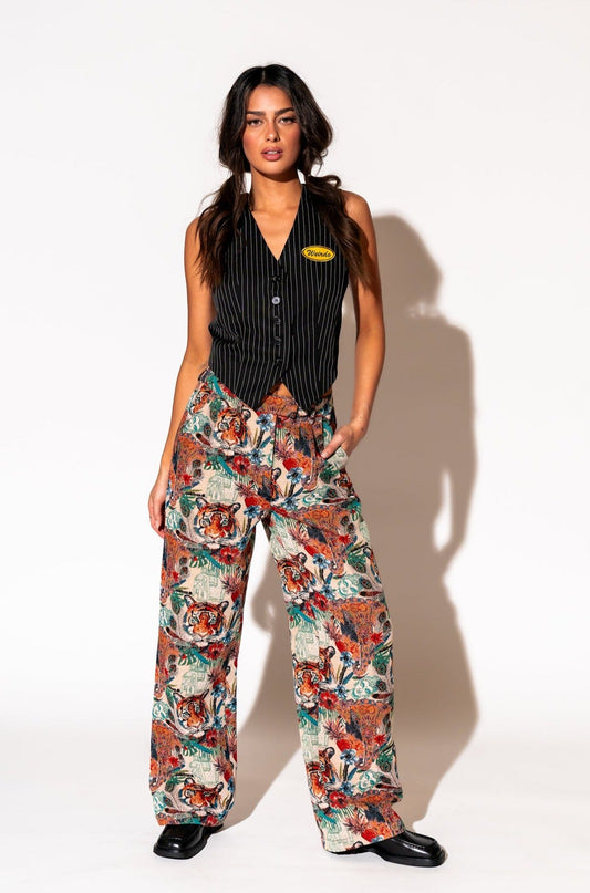 LALA ORIGINAL: Wild Soul Tiger Jacquard Trousers - Dressed in Lala